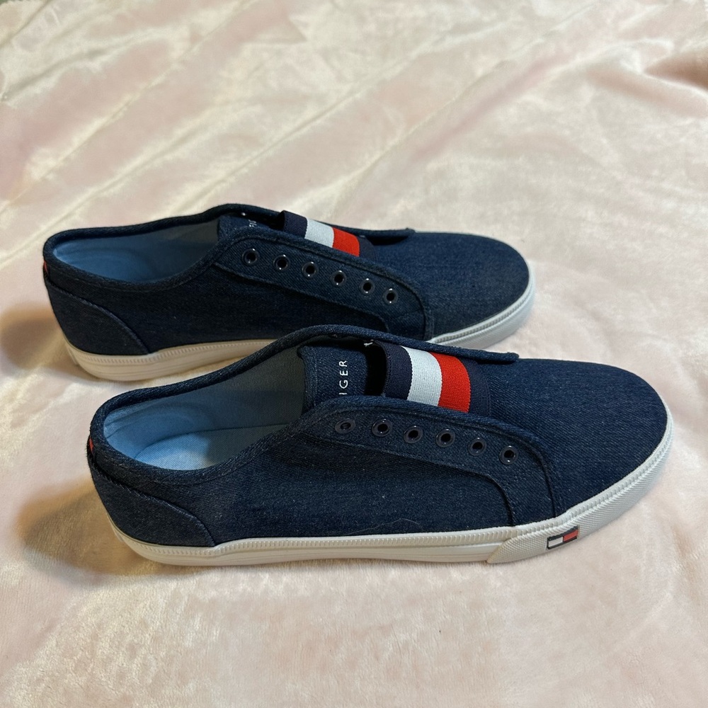 Tommy Hilfiger Navy Slip-on Sneakers with Red and White Accents - Women’s 9.5